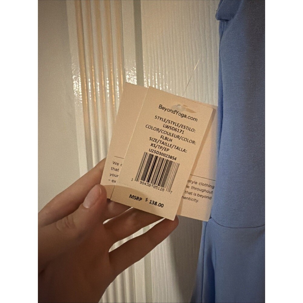 Beyond Yoga Featherweight At The Ready Square Neck Dress Wildflower Blue XS - Picture 3 of 4